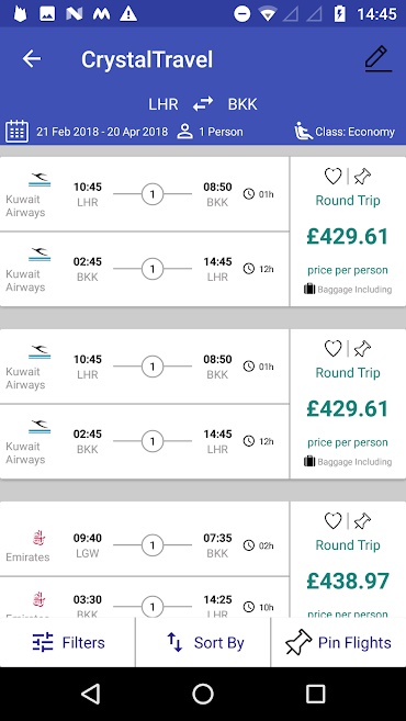 flight search result