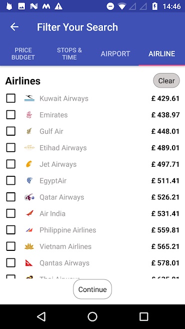 Airlines list